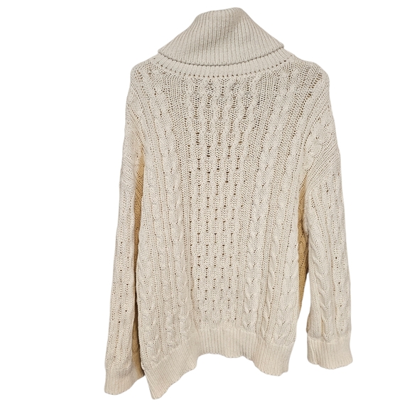 Pilcro Anthropologie Oversized Turtleneck Cable Knit Fisherman Style Cream Sweat - Picture 3 of 11